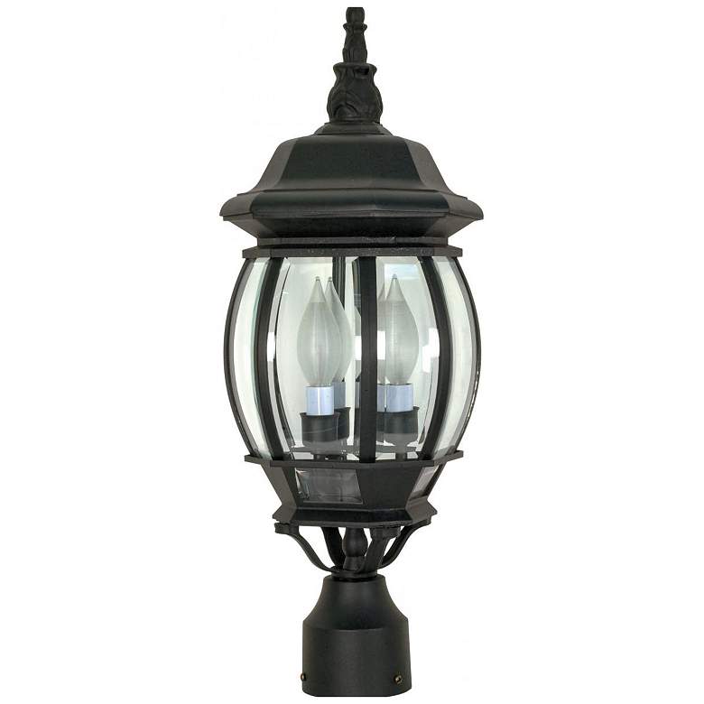 Image 2 Nuvo Central Park 21" High 3-Light Beveled Glass and Black Post Light