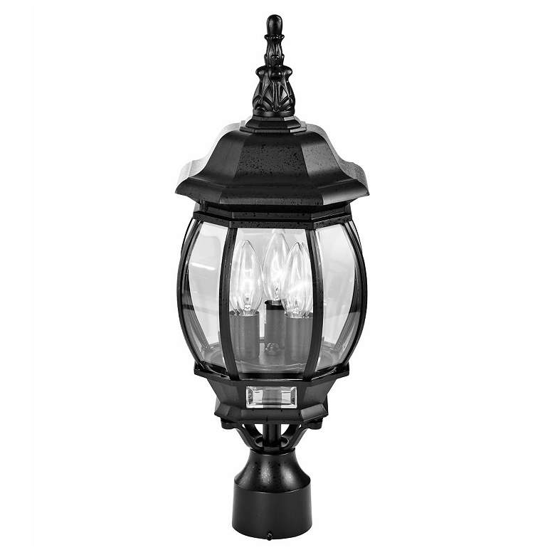 Image 4 Nuvo Central Park 21" High 3-Light Beveled Glass and Black Post Light more views