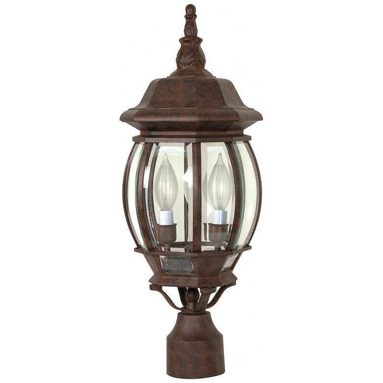 Image 1 Nuvo Central Park 21" High 3-Light Beveled Glass and Bronze Post Light