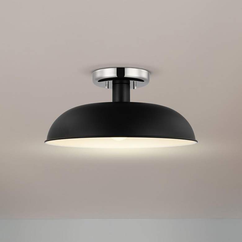 Image 1 Nuvo Colony 15" Wide Matte Black/Nickel 1 Light Small Ceiling Light