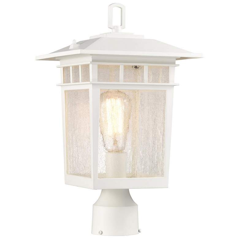 Image 1 Nuvo Cove Neck 16 1/4" White and Seeded Glass Outdoor Post Lantern
