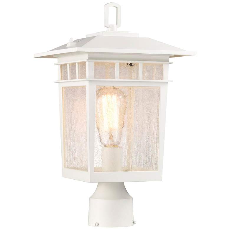 Image 1 Nuvo Cove Neck 16 1/4" White and Seeded Glass Outdoor Post Lantern