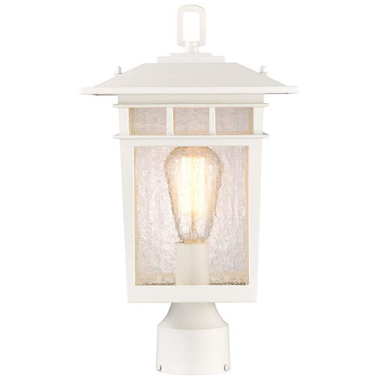 Image 3 Nuvo Cove Neck 16 1/4" White and Seeded Glass Outdoor Post Lantern more views