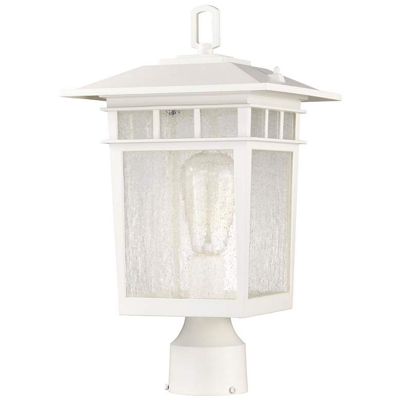 Image 5 Nuvo Cove Neck 16 1/4" White and Seeded Glass Outdoor Post Lantern more views