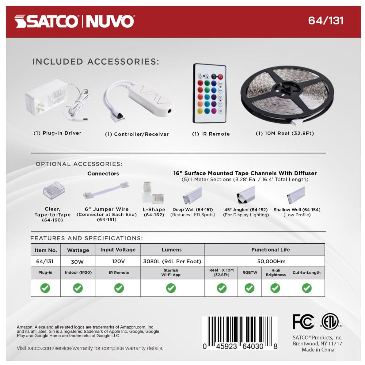 Nuvo Dimension Pro 32 ft. Indoor LED Smart Tape Light strip - Plug connect