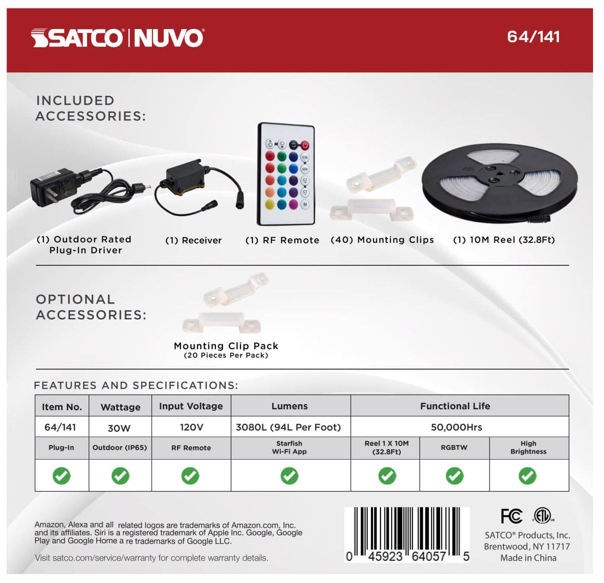 Nuvo Dimension Pro 32 ft Outdoor LED Smart Tape Light strip Plug connection