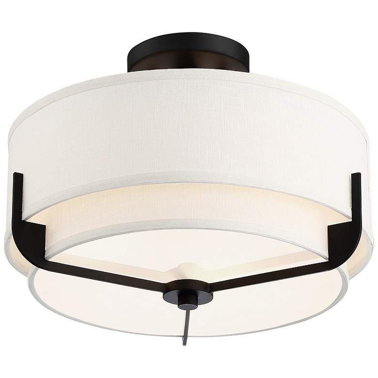 Image 2 Nuvo Frankie 15 3/4" Wide Aged Bronze Double Shade Ceiling Light more views