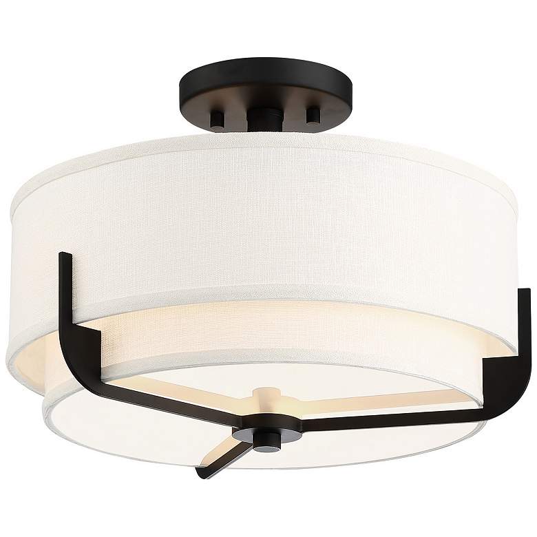 Image 3 Nuvo Frankie 15 3/4" Wide Aged Bronze Double Shade Ceiling Light more views