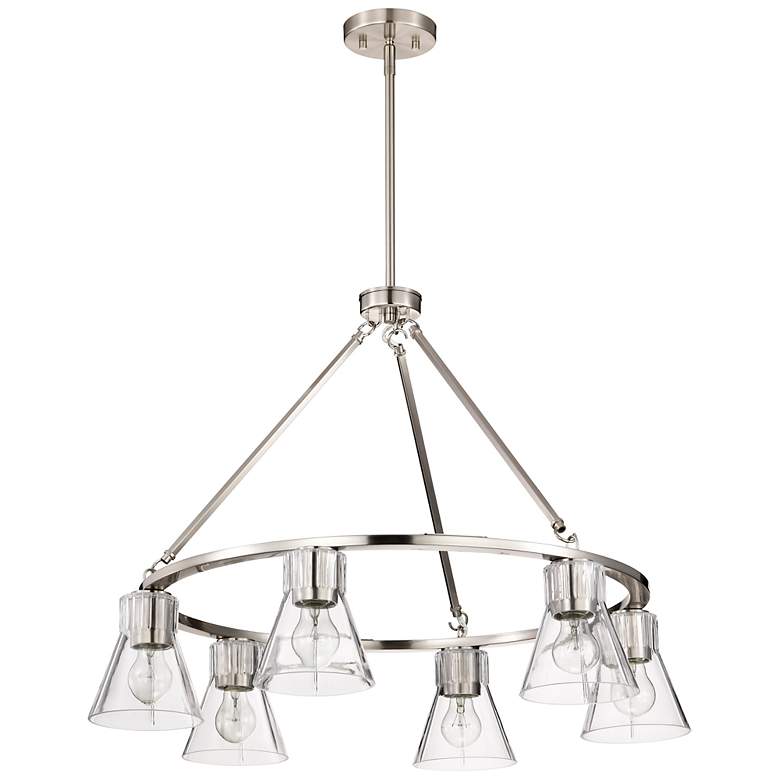 Image 1 Nuvo Gianna 30" Wide Brushed Nickel 6 Light Chandelier