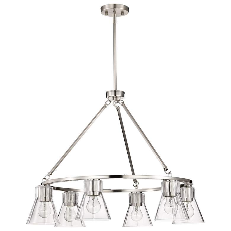 Image 5 Nuvo Gianna 30" Wide Brushed Nickel 6 Light Chandelier more views