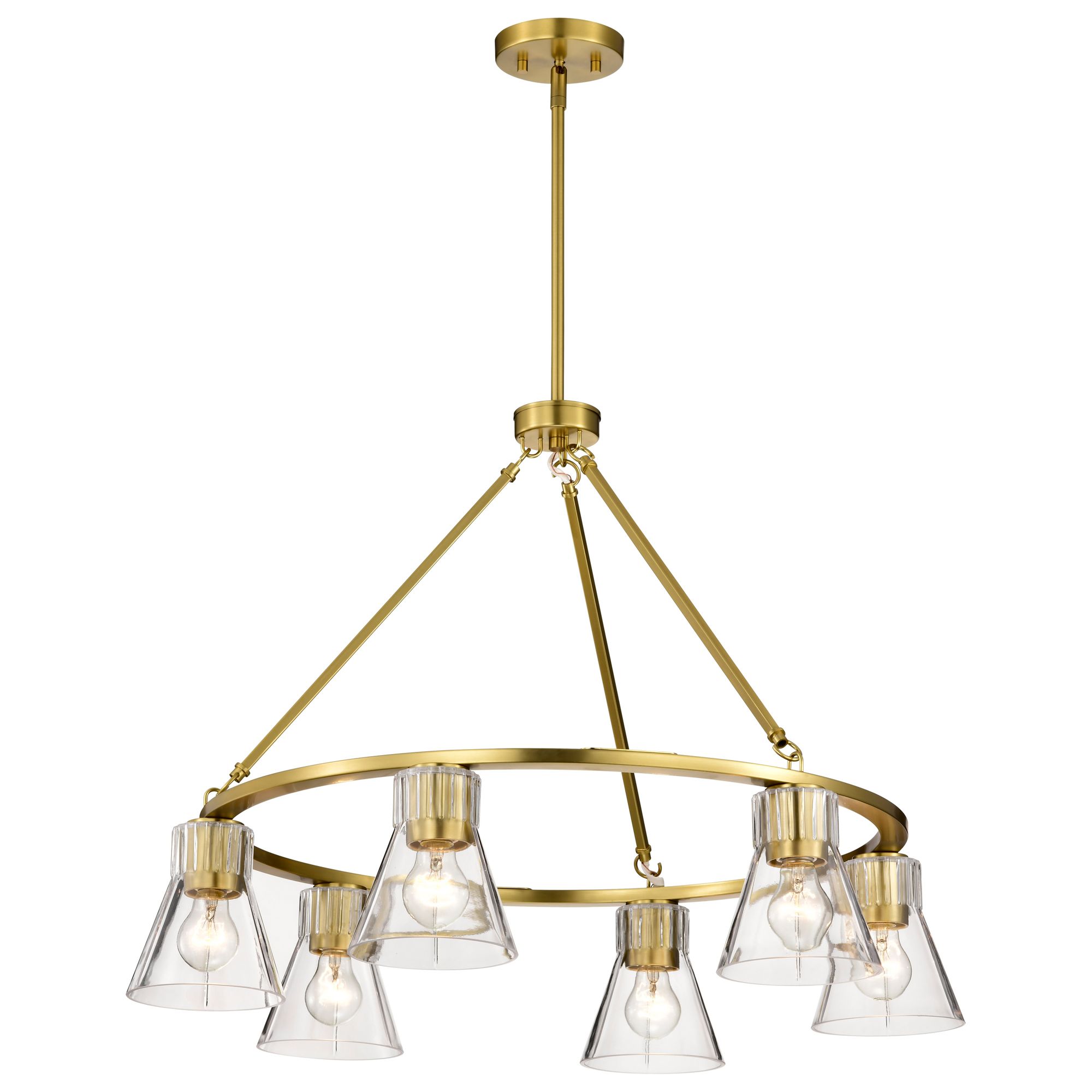 Image 2 Nuvo Gianna 30" Wide Vintage Brass 6 Light Chandelier more views