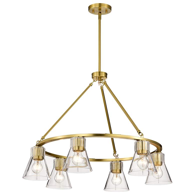 Image 2 Nuvo Gianna 30" Wide Vintage Brass 6 Light Chandelier more views