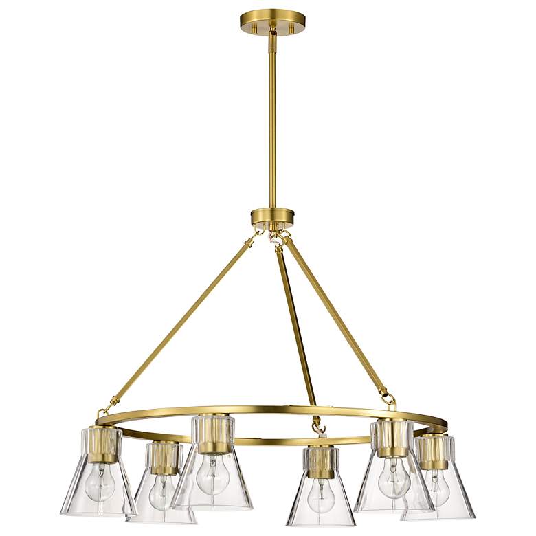 Image 3 Nuvo Gianna 30" Wide Vintage Brass 6 Light Chandelier more views