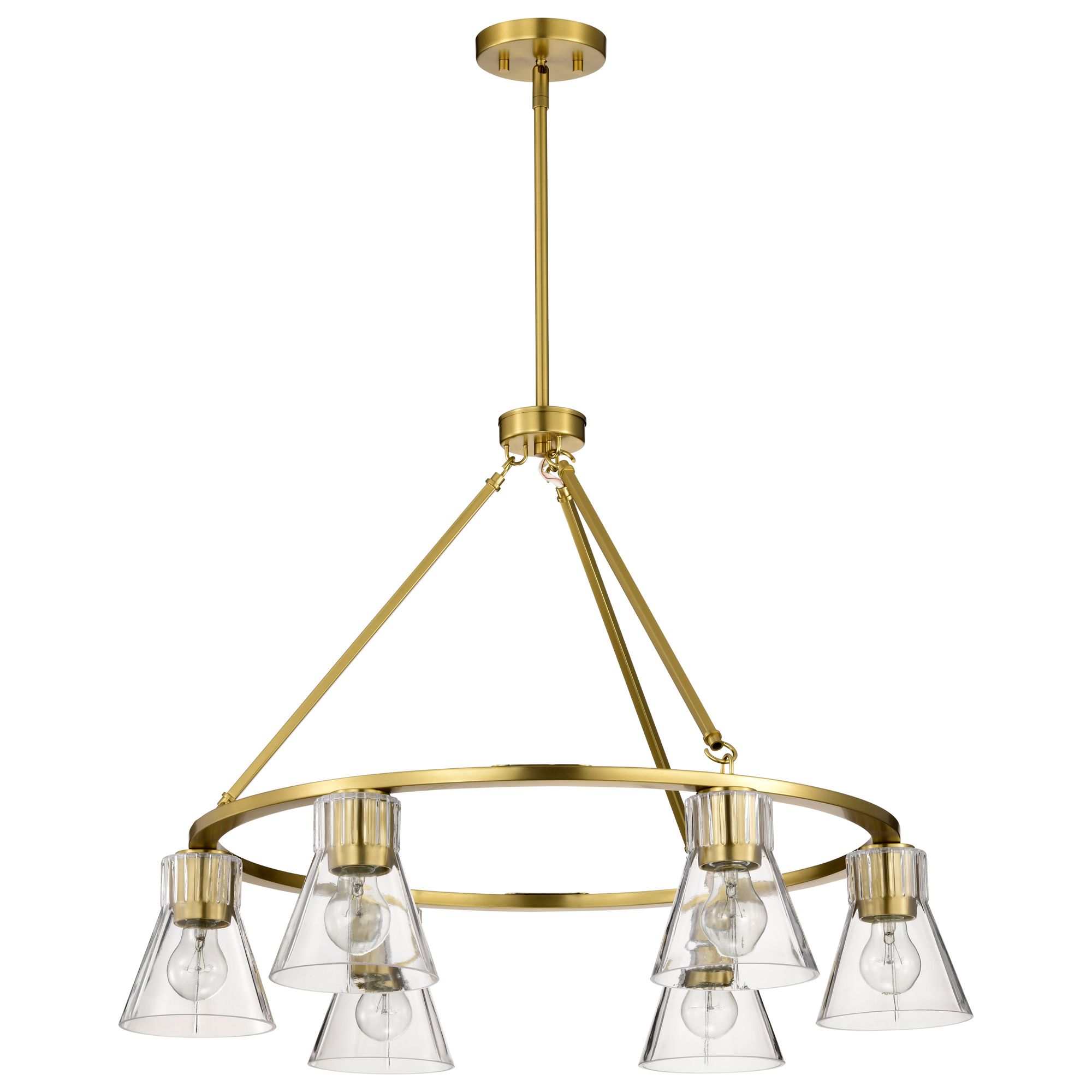 Image 5 Nuvo Gianna 30" Wide Vintage Brass 6 Light Chandelier more views