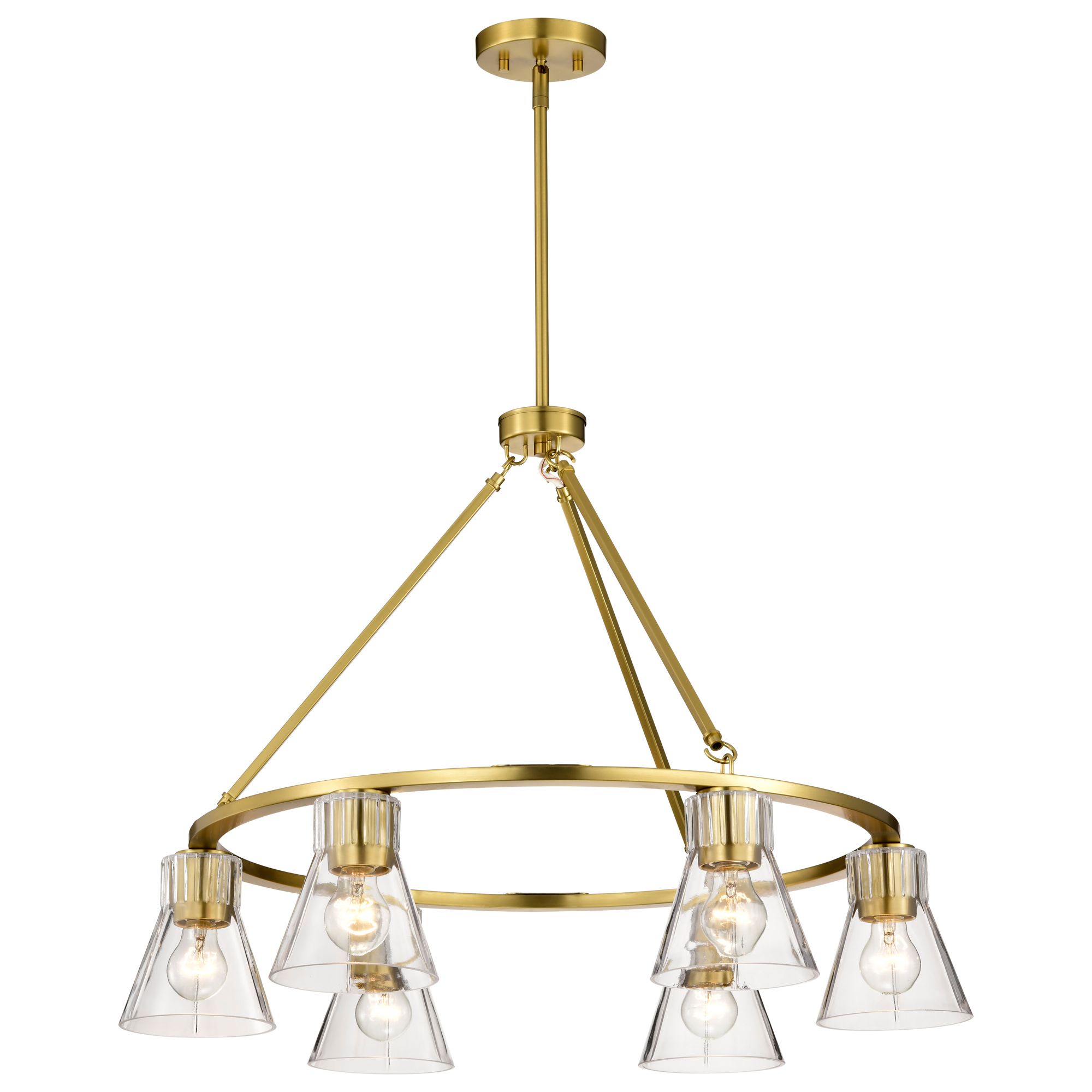Image 6 Nuvo Gianna 30" Wide Vintage Brass 6 Light Chandelier more views