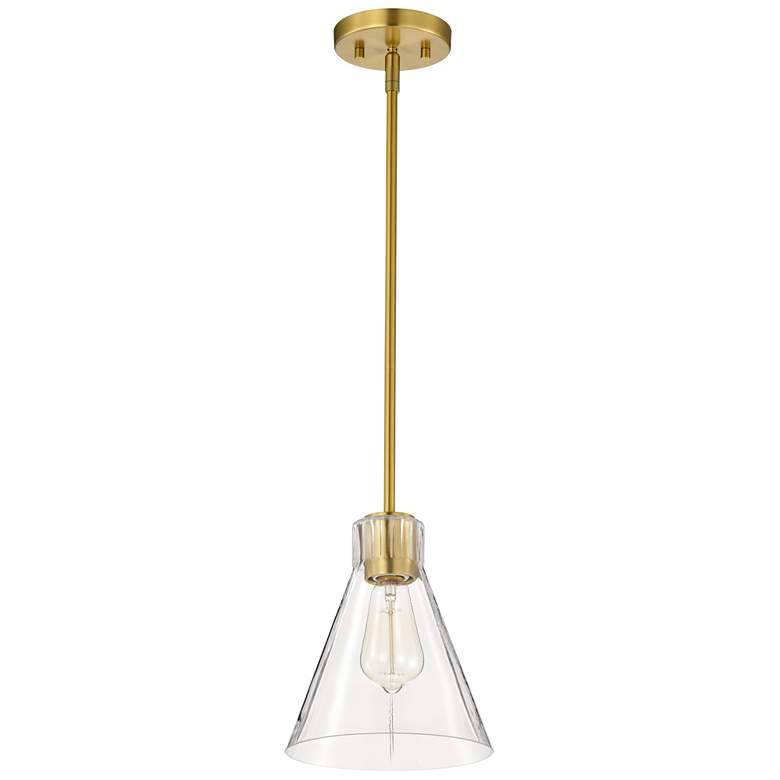 Image 1 Nuvo Gianna 8" Wide Vintage Brass Mini Pendant