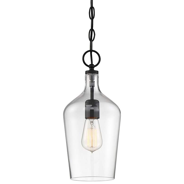 Image 1 Nuvo Hartley 6 1/2" Wide Matte Black Clear Glass Mini Pendant