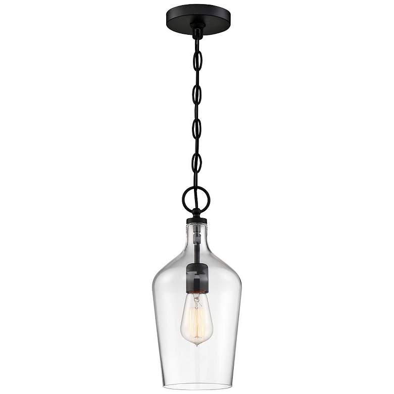 Image 3 Nuvo Hartley 6 1/2" Wide Matte Black Clear Glass Mini Pendant more views