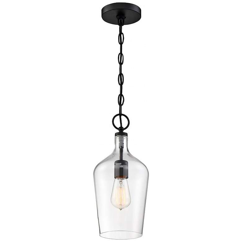 Image 4 Nuvo Hartley 6 1/2" Wide Matte Black Clear Glass Mini Pendant more views