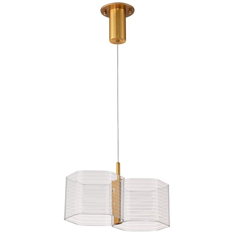 Image 1 Nuvo Kenzo 13 1/2" Polished Anodized Bronze 2 Light LED Pendant
