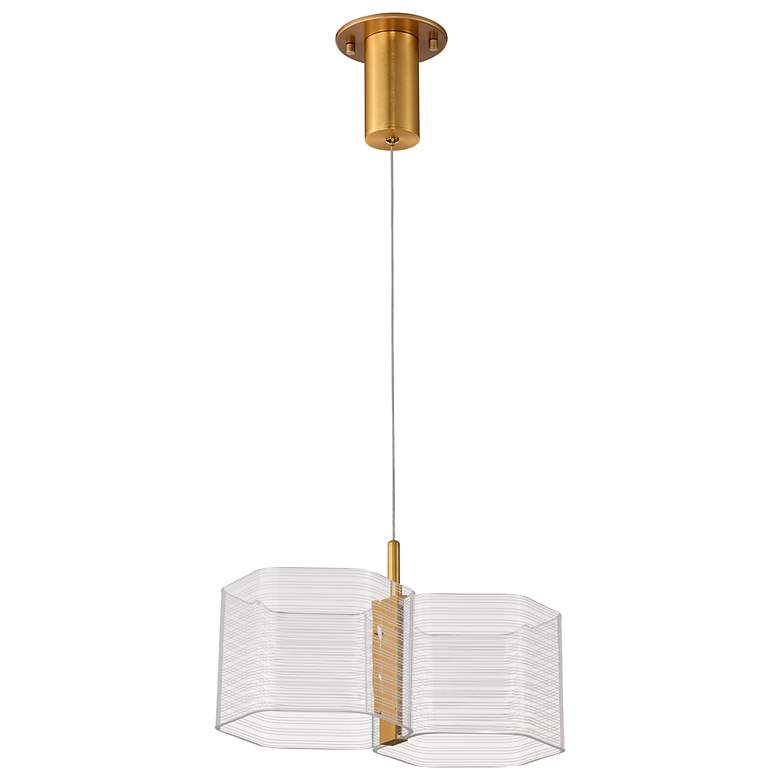 Image 2 Nuvo Kenzo 13 1/2" Polished Anodized Bronze 2 Light LED Pendant more views
