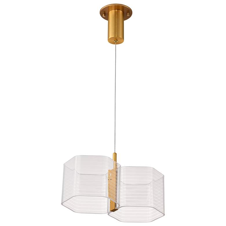 Image 3 Nuvo Kenzo 13 1/2" Polished Anodized Bronze 2 Light LED Pendant more views