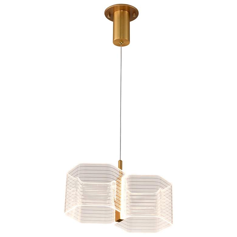 Image 4 Nuvo Kenzo 13 1/2" Polished Anodized Bronze 2 Light LED Pendant more views