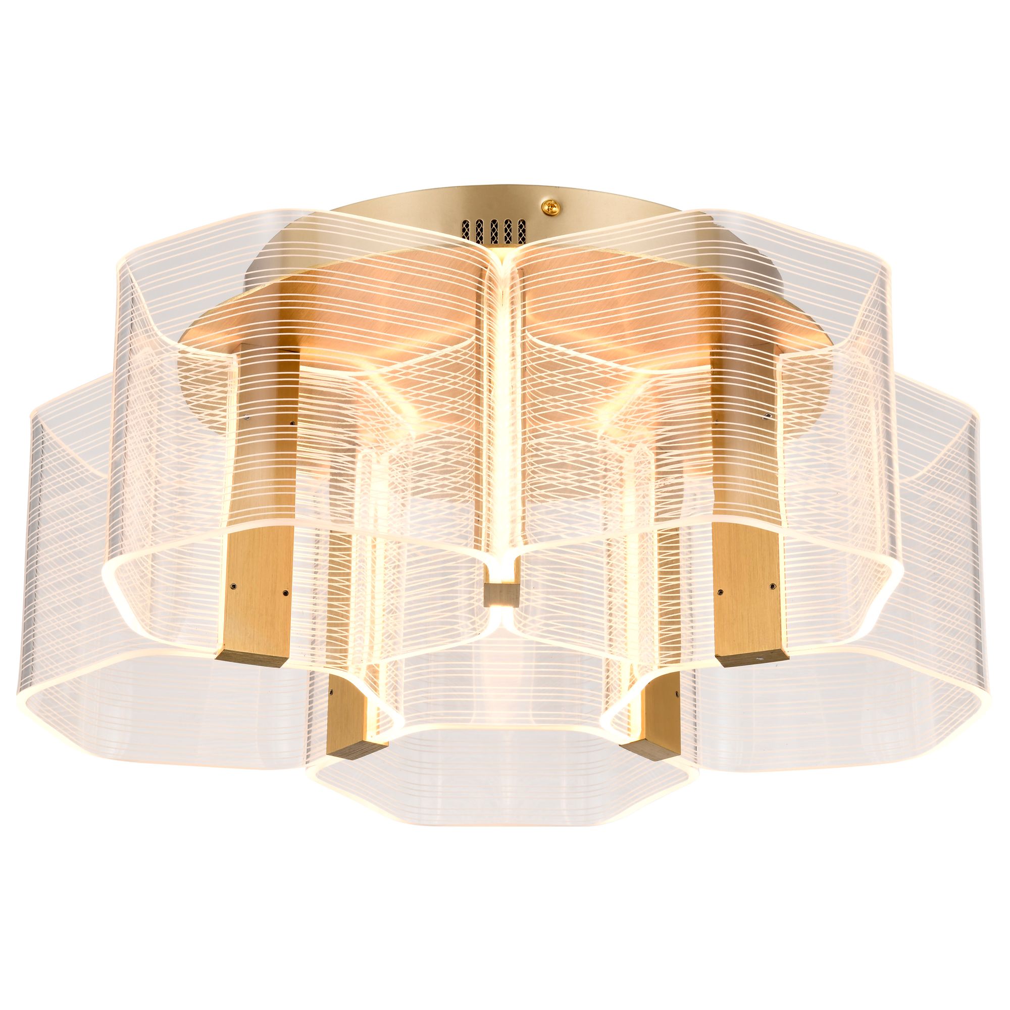 Image 4 Nuvo Kenzo 17 3/4" Wide Vintage Brass 5 Light LED Flush Mount more views