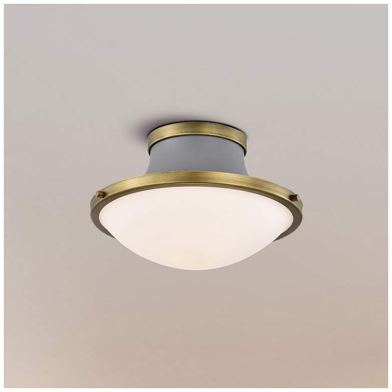 Image 1 Nuvo Lafayette 14" Gray/Natural Brass 1 Light Ceiling Light