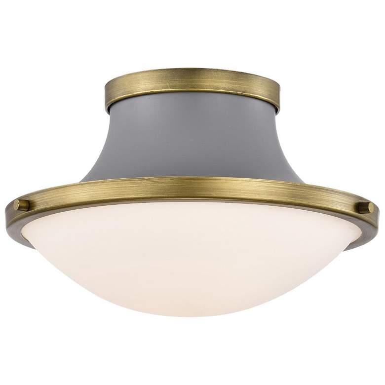 Image 3 Nuvo Lafayette 14" Gray/Natural Brass 1 Light Ceiling Light more views