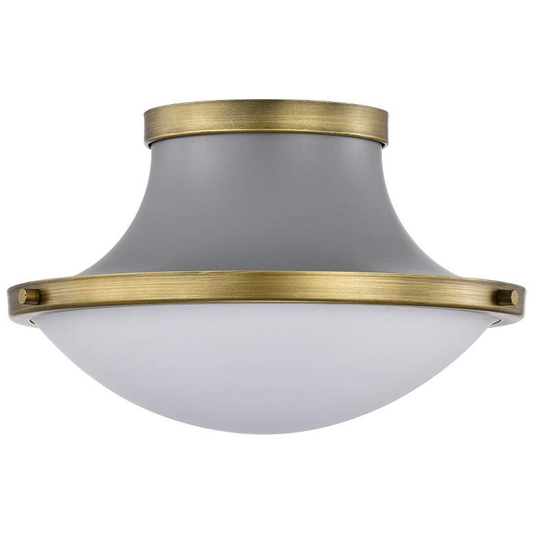 Image 4 Nuvo Lafayette 14" Gray/Natural Brass 1 Light Ceiling Light more views