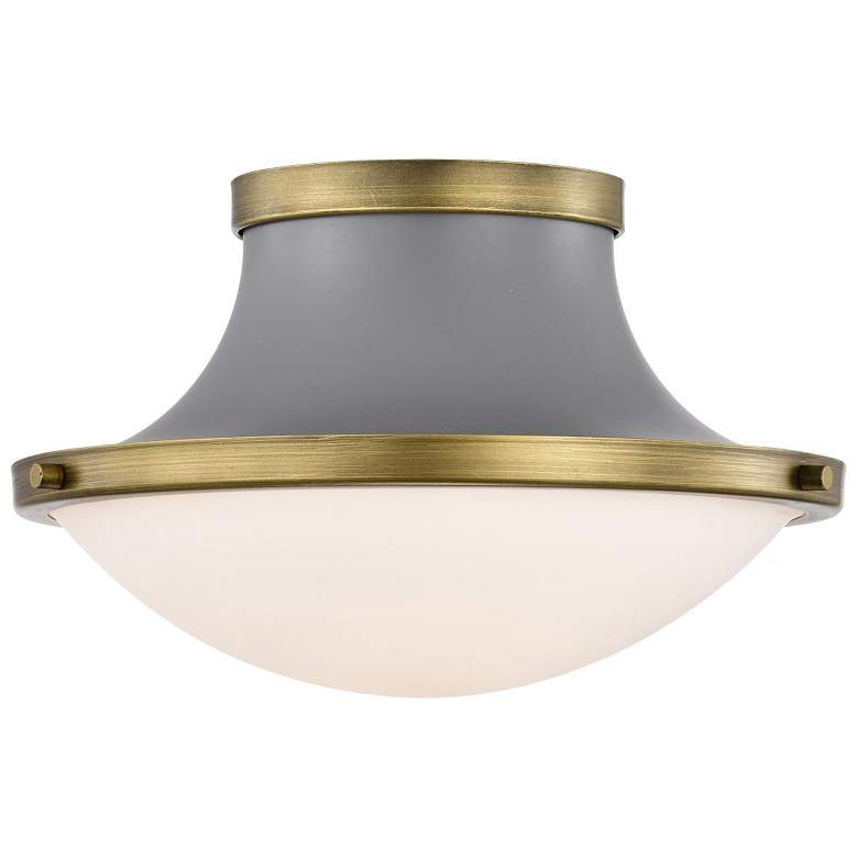 Image 5 Nuvo Lafayette 14" Gray/Natural Brass 1 Light Ceiling Light more views