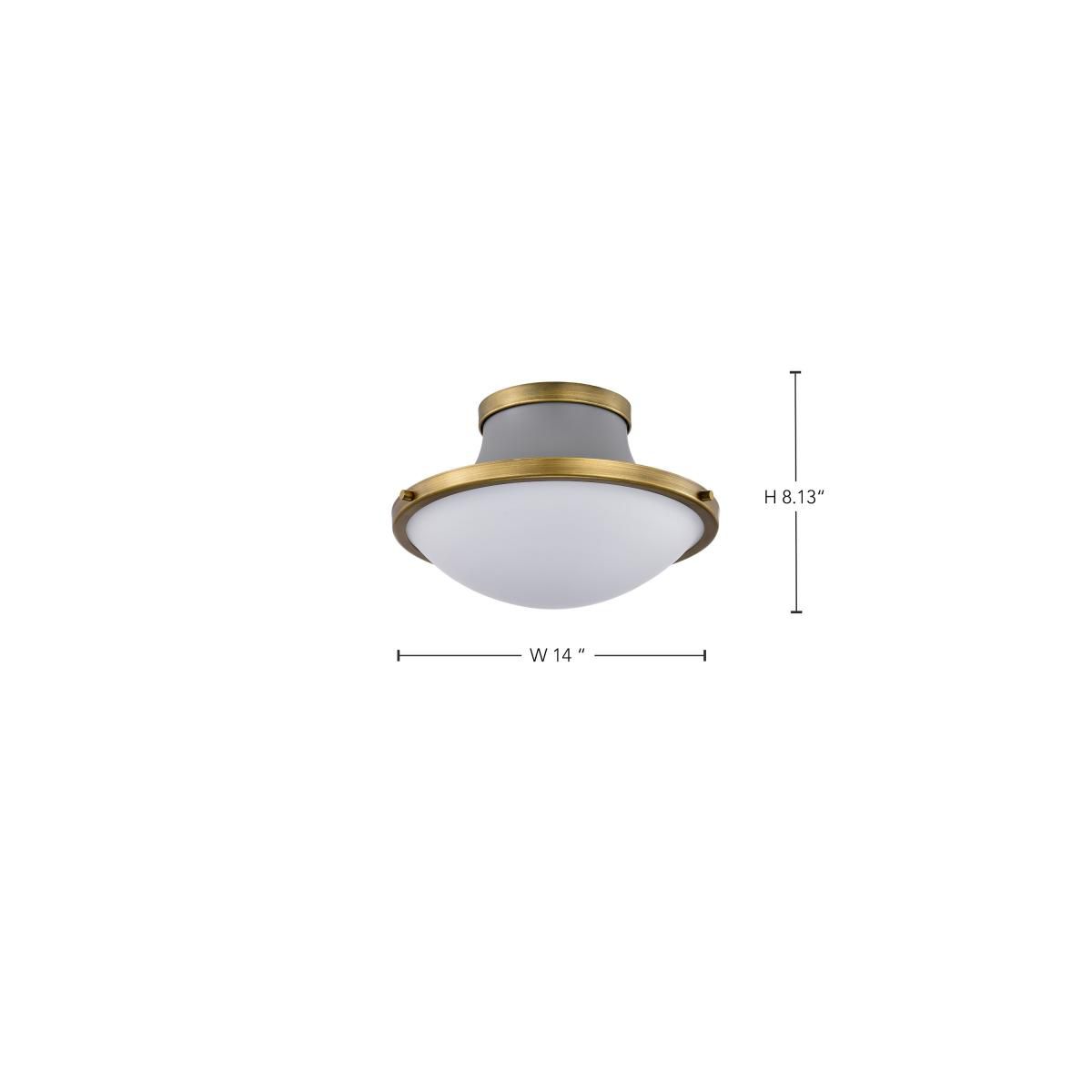 Nuvo Lafayette 14" Gray/Natural Brass 1 Light Ceiling Light