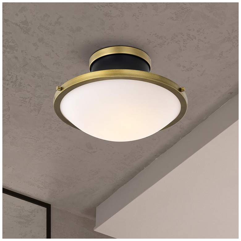 Image 1 Nuvo Lafayette 14" Matte Black/Natural Brass 1 Light Ceiling Light