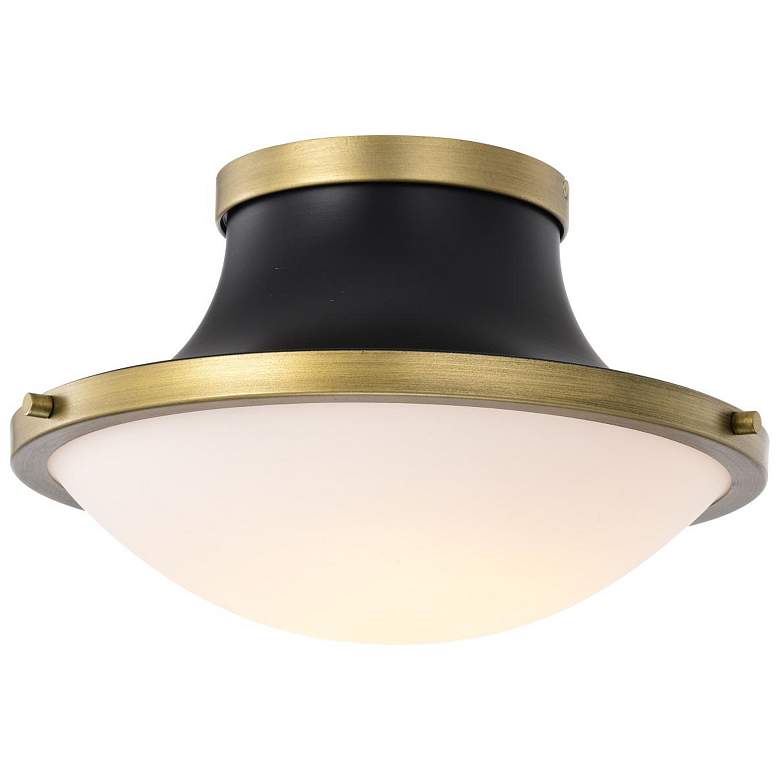 Image 3 Nuvo Lafayette 14" Matte Black/Natural Brass 1 Light Ceiling Light more views