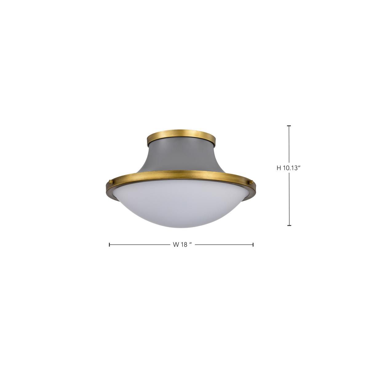 Nuvo Lafayette 18" Gray/Natural Brass 3 Light Ceiling Light