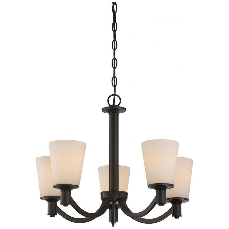 Image 1 Nuvo Laguna 23" Wide Aged Bronze White Glass 5 Light Chandelier