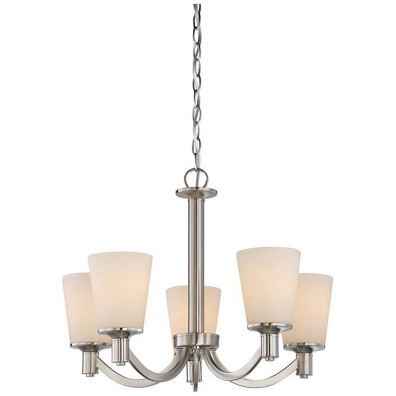 Image 1 Nuvo Laguna 23" Wide Brushed Nickel White Glass 5 Light Chandelier