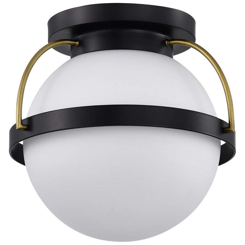 Image 2 Nuvo Lakeshore 10" Matte Black/Natural Brass 1 Light Small Ceiling Light
