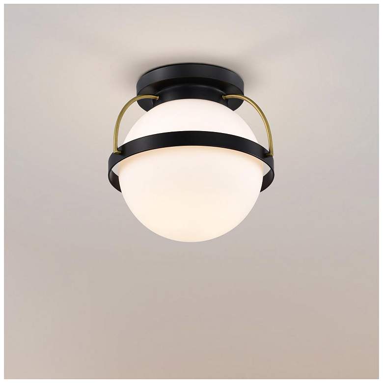 Image 1 Nuvo Lakeshore 10" Matte Black/Natural Brass 1 Light Small Ceiling Light