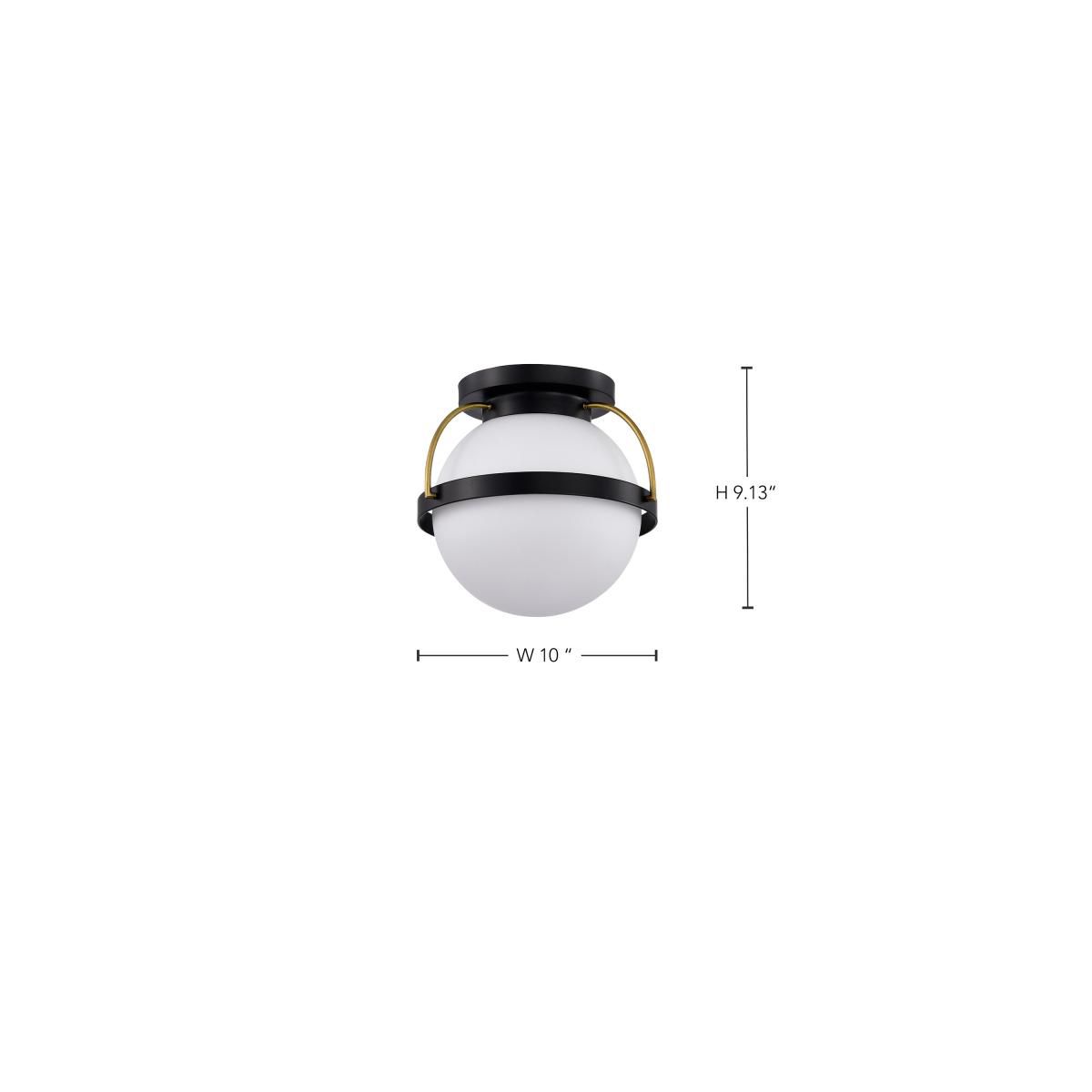 Nuvo Lakeshore 10" Matte Black/Natural Brass 1 Light Small Ceiling Light