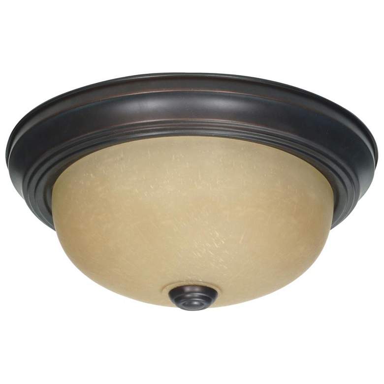 Image 1 Nuvo Lighting 10 1/2" Wide 2-Light Champagne Linen Glass Ceiling Light