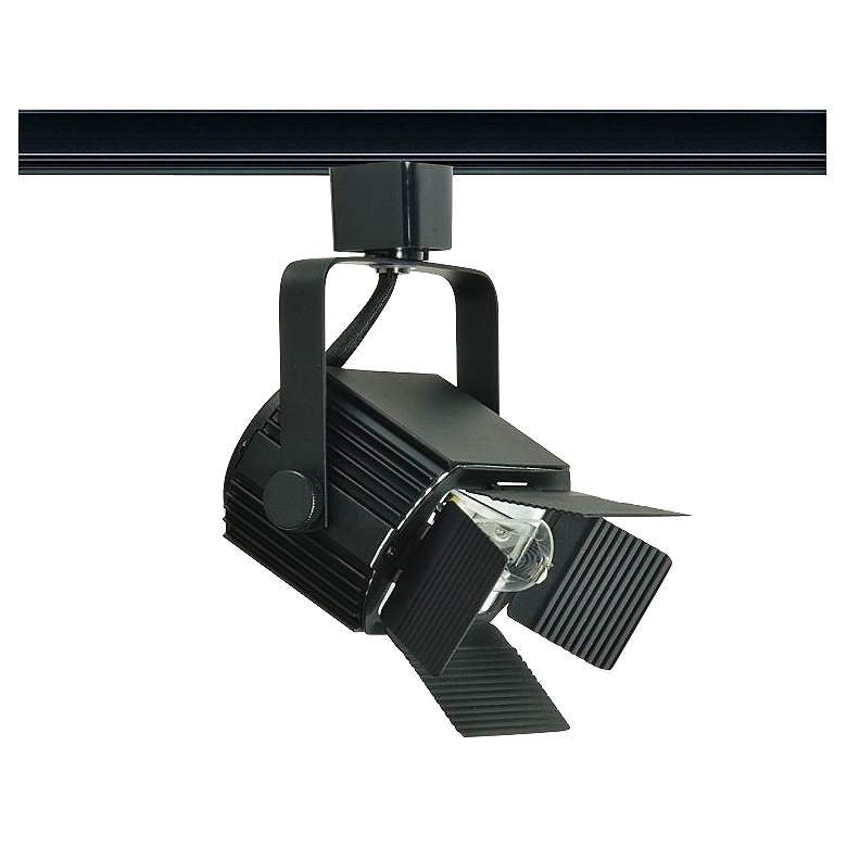 Image 1 Nuvo Lighting 120V Black Power Flood w/ Barn Door Track Head