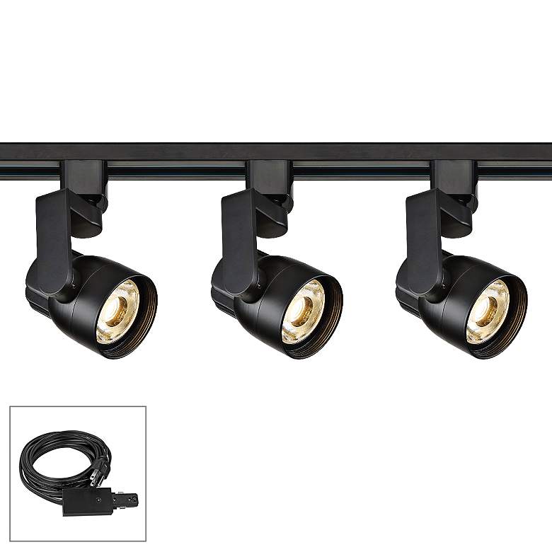 Image 1 Nuvo Lighting 3-Light Black Angle Arm LED Plug-In Track Kit