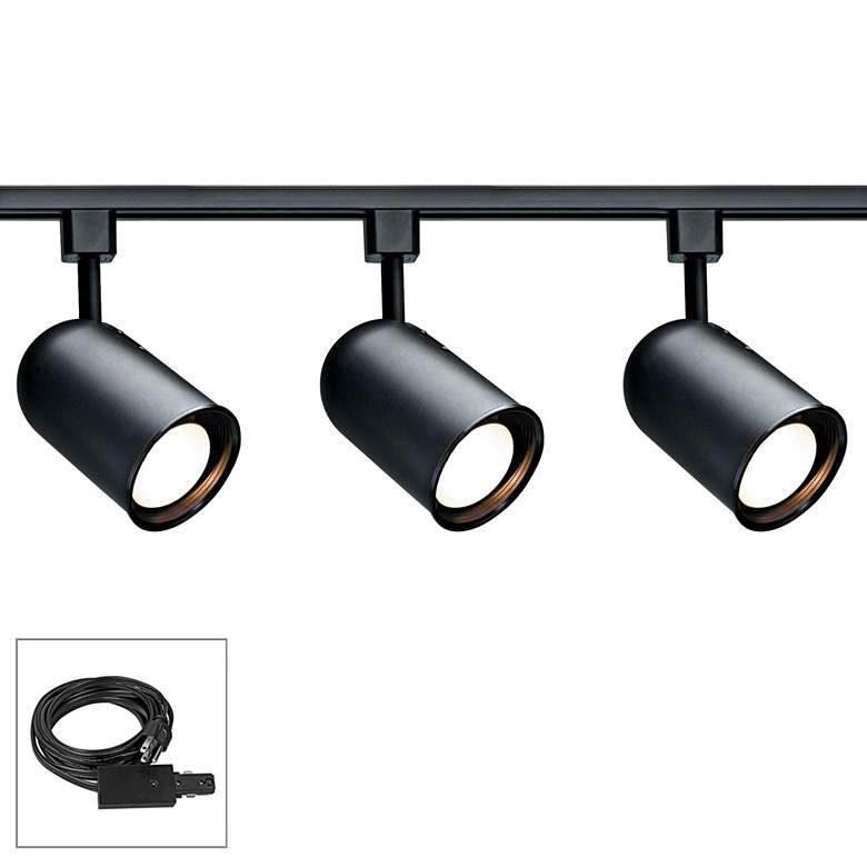 Image 1 Nuvo Lighting 3-Light Black Bullet Cylinder Shade Track Kit