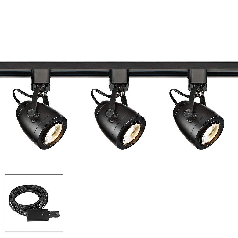 Image 1 Nuvo Lighting 3-Light Black Pinch Back LED Plug-In Track Kit