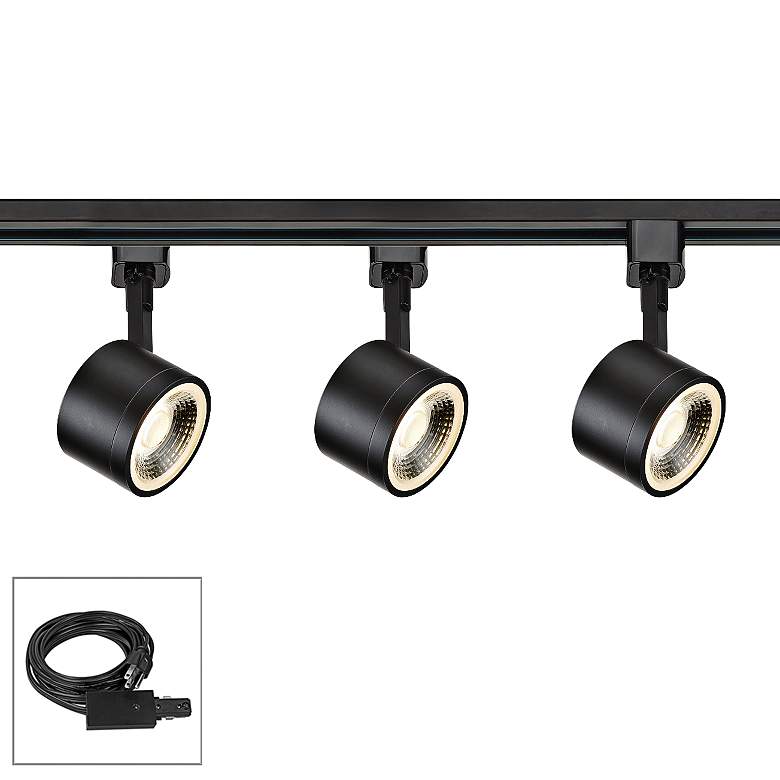 Image 1 Nuvo Lighting 3-Light Black Round Head LED Plug-In Track Kit