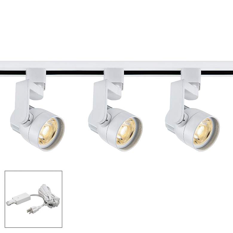 Image 1 Nuvo Lighting 3-Light White Angle Arm LED Plug-In Track Kit