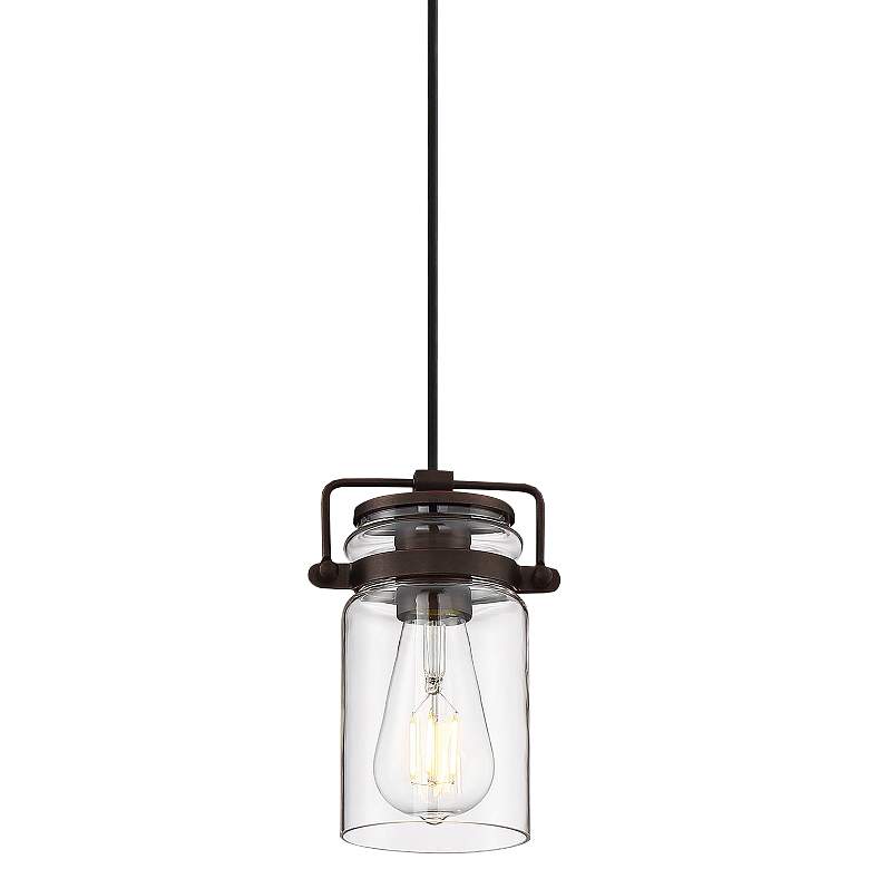 Image 1 Nuvo Lighting Antebellum 5" Mahogany Bronze and Glass Mini Pendant