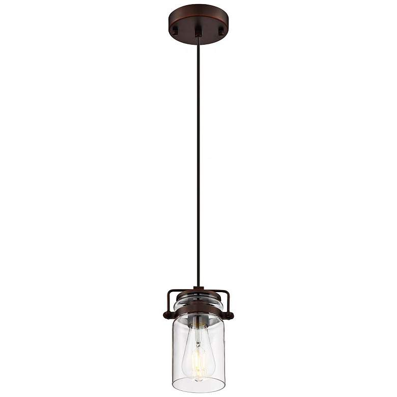 Image 3 Nuvo Lighting Antebellum 5" Mahogany Bronze and Glass Mini Pendant more views
